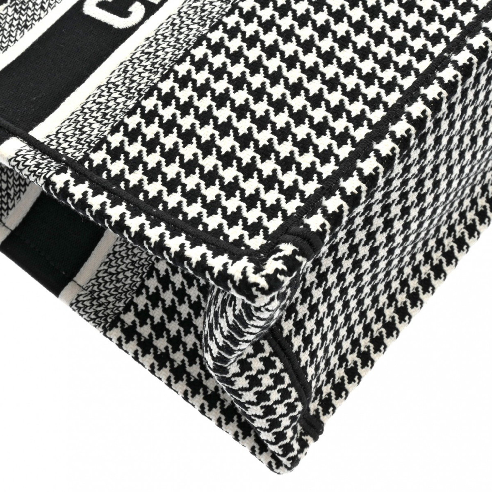 CHRISTIAN DIOR Christian Dior Book Tote Medium Houndstooth Black/White M1296ZRPI Women's Canvas Handbag