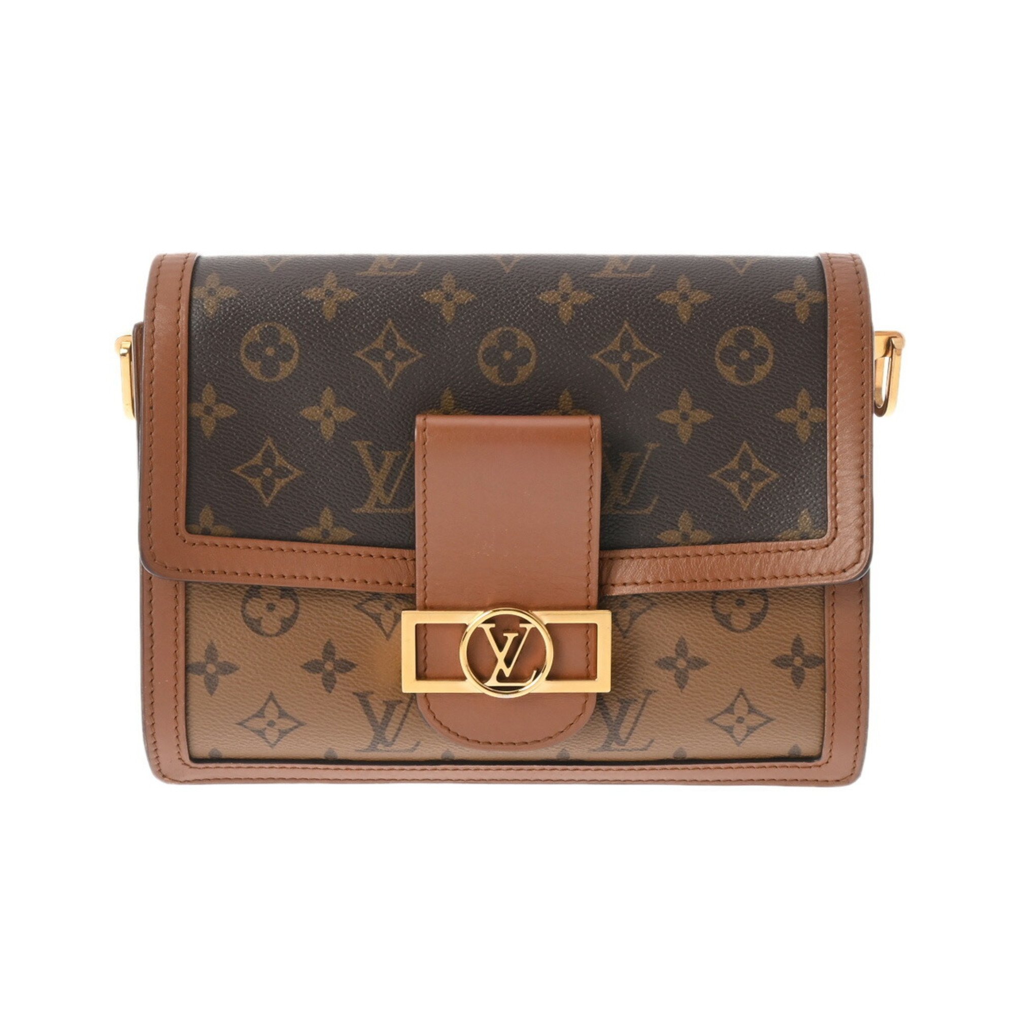 LOUIS VUITTON Louis Vuitton Monogram Reverse Dauphine MM Brown M45958 Women's Canvas Shoulder Bag