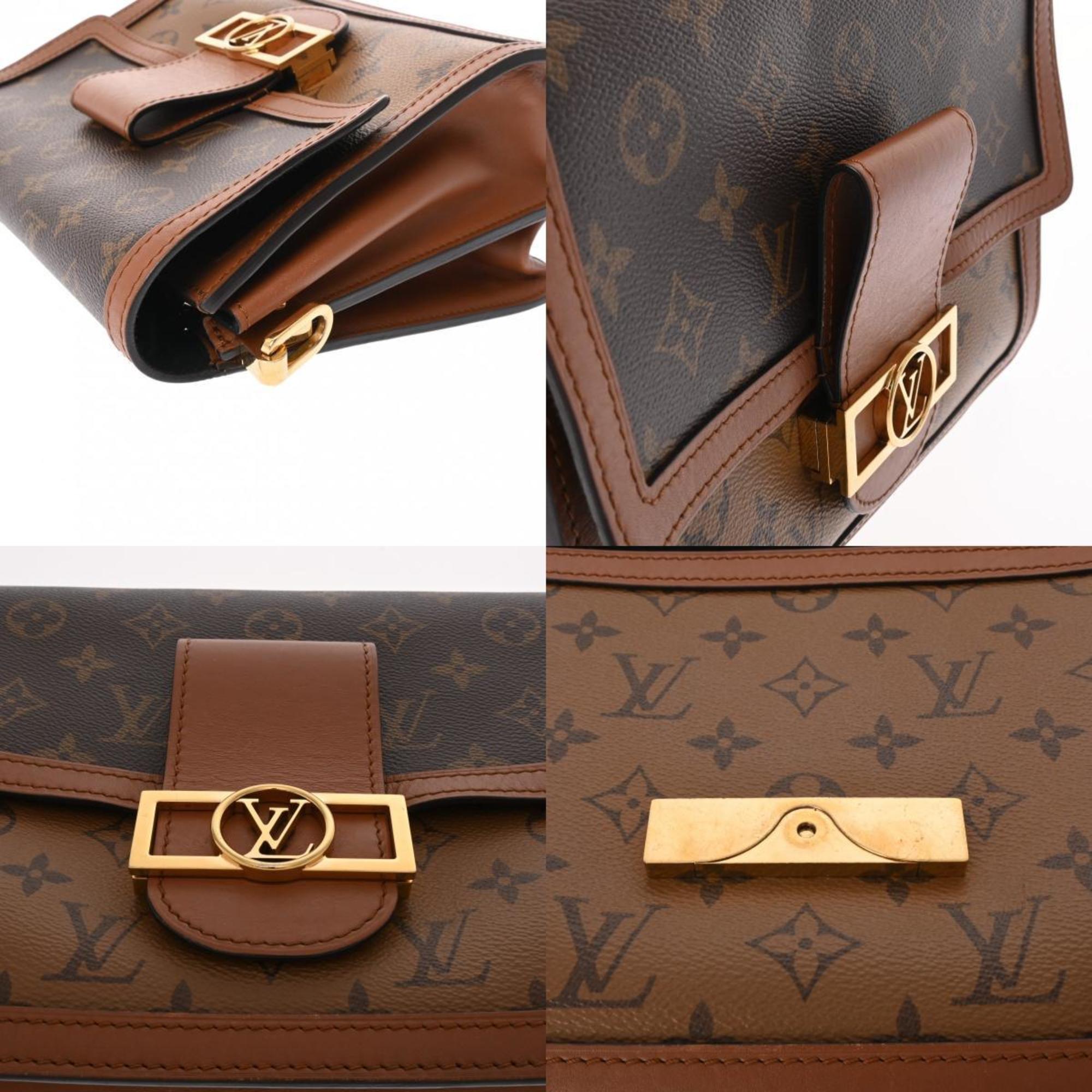 LOUIS VUITTON Louis Vuitton Monogram Reverse Dauphine MM Brown M45958 Women's Canvas Shoulder Bag