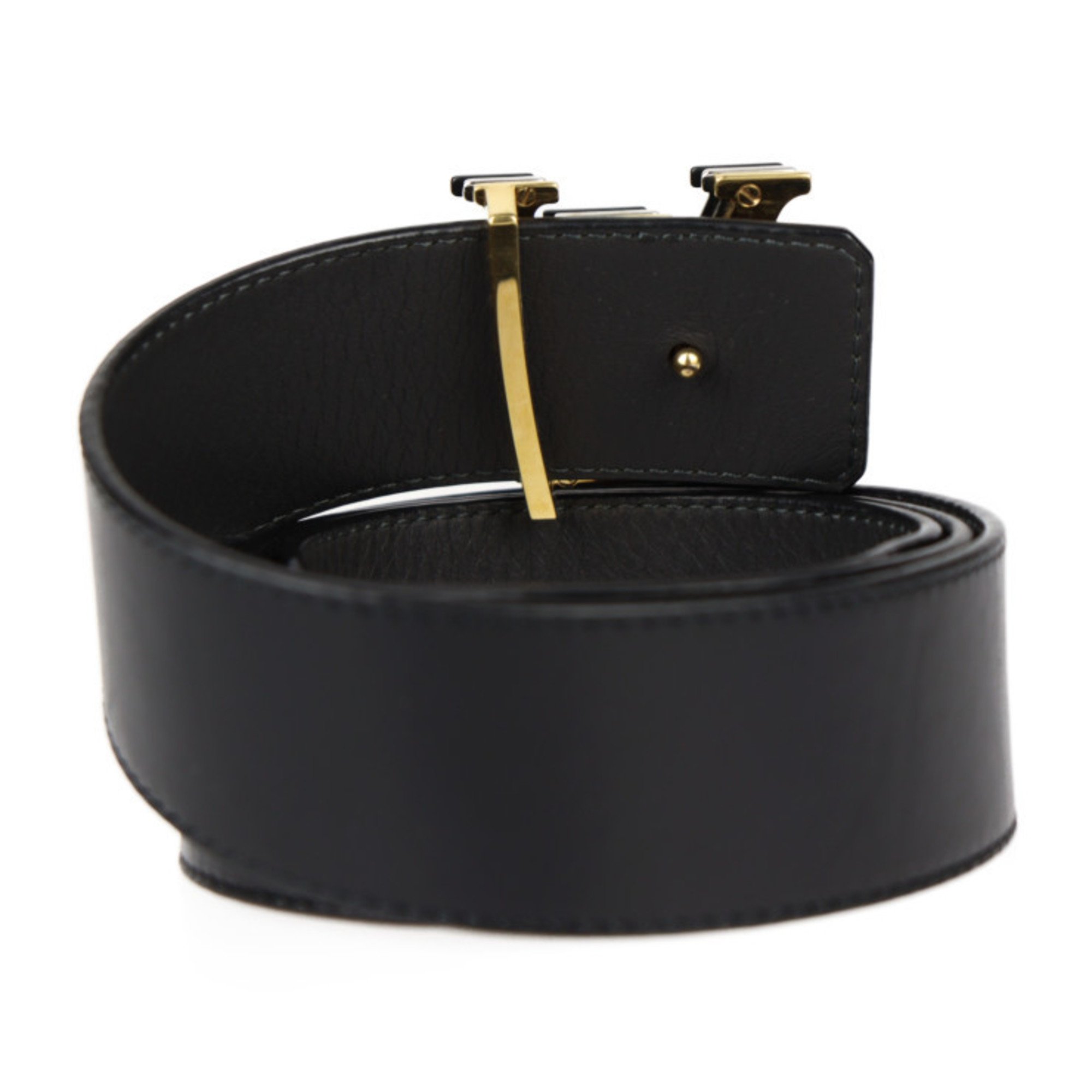 LOUIS VUITTON Louis Vuitton Santur LV Optic Belt M0226U Size 90 36 Leather Black Reversible