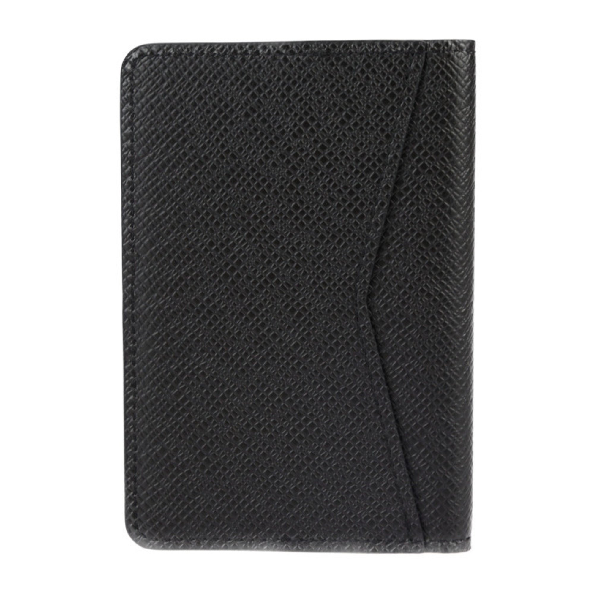 LOUIS VUITTON Louis Vuitton Organizer de Poche Business Card Holder/Card Case M30283 Taiga Black Holder Pass