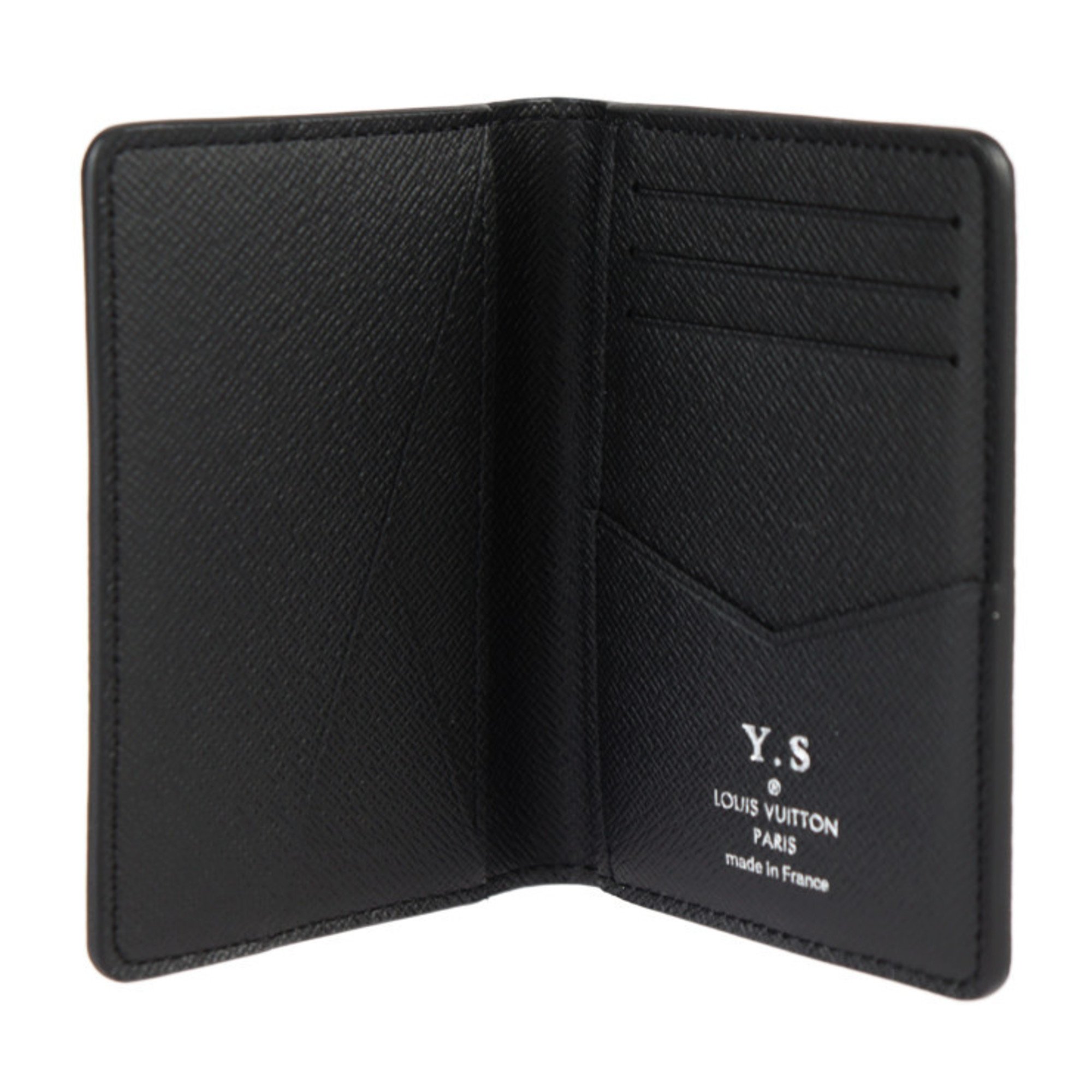 LOUIS VUITTON Louis Vuitton Organizer de Poche Business Card Holder/Card Case M30283 Taiga Black Holder Pass