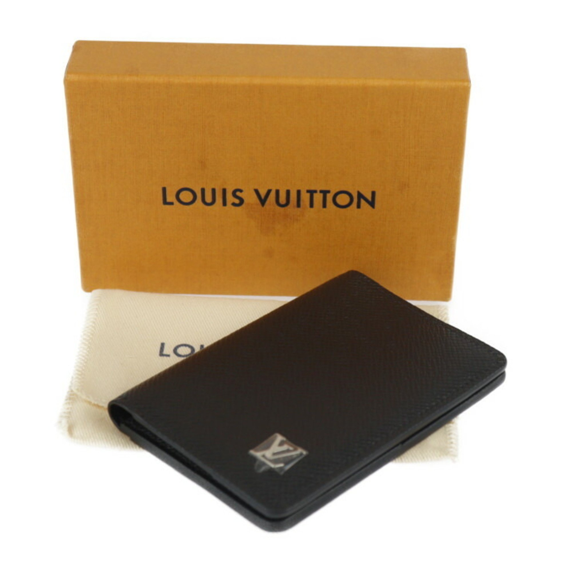 LOUIS VUITTON Louis Vuitton Organizer de Poche Business Card Holder/Card Case M30283 Taiga Black Holder Pass