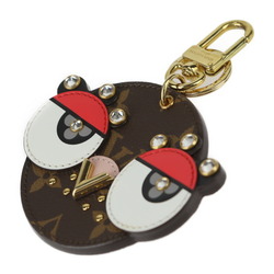 LOUIS VUITTON Louis Vuitton Porte Cle Animal Face Keychain M68216 Monogram Canvas Leather Beads Brown Multicolor Keyring Bag Charm