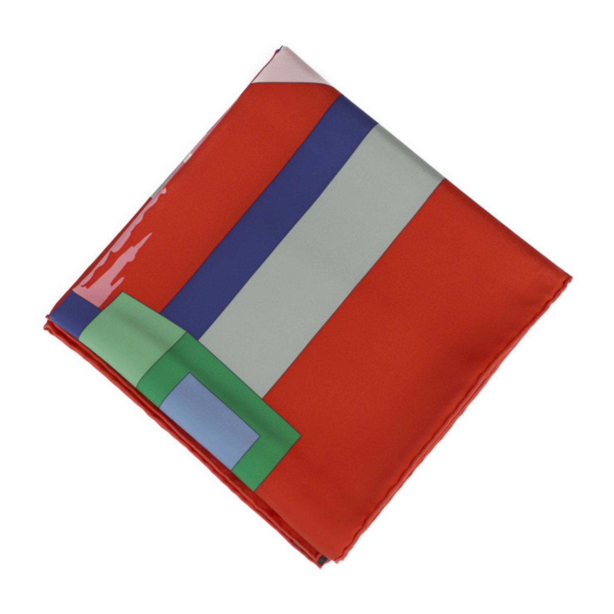 HERMES Carré 90 PERSPECTIVE II A.M.CASSANDRE Aldoph Mouron Cassandre Scarf 01570S 22 100% Silk Rouge Multicolor