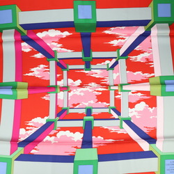 HERMES Carré 90 PERSPECTIVE II A.M.CASSANDRE Aldoph Mouron Cassandre Scarf 01570S 22 100% Silk Rouge Multicolor