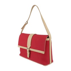 BURBERRY Burberry Bag Shoulder - Canvas Leather Red Beige Flap