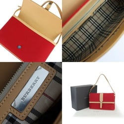 BURBERRY Burberry Bag Shoulder - Canvas Leather Red Beige Flap