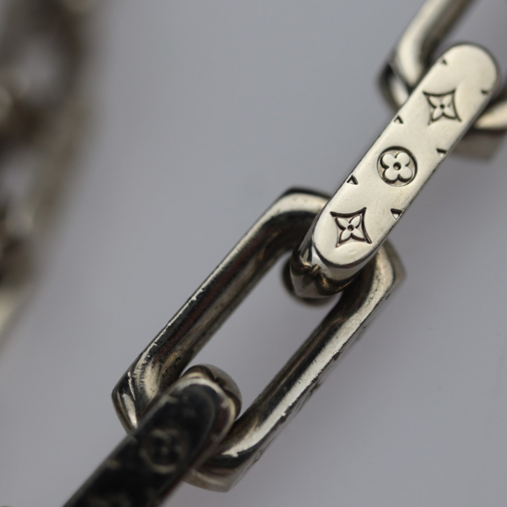 LOUIS VUITTON Louis Vuitton Collier Chain Monogram Necklace M64196 Metal Silver