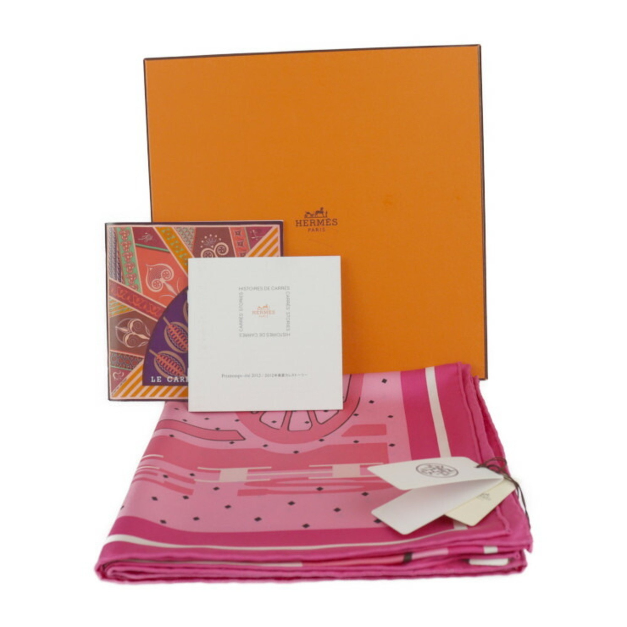 HERMES Hermes Carre 90 Caleche elastique Elastic Scarf 003514S 06 100% Silk Rose