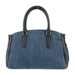 COACH Sage Carryall Handbag F67473 Denim Leather Blue Navy Shoulder Bag