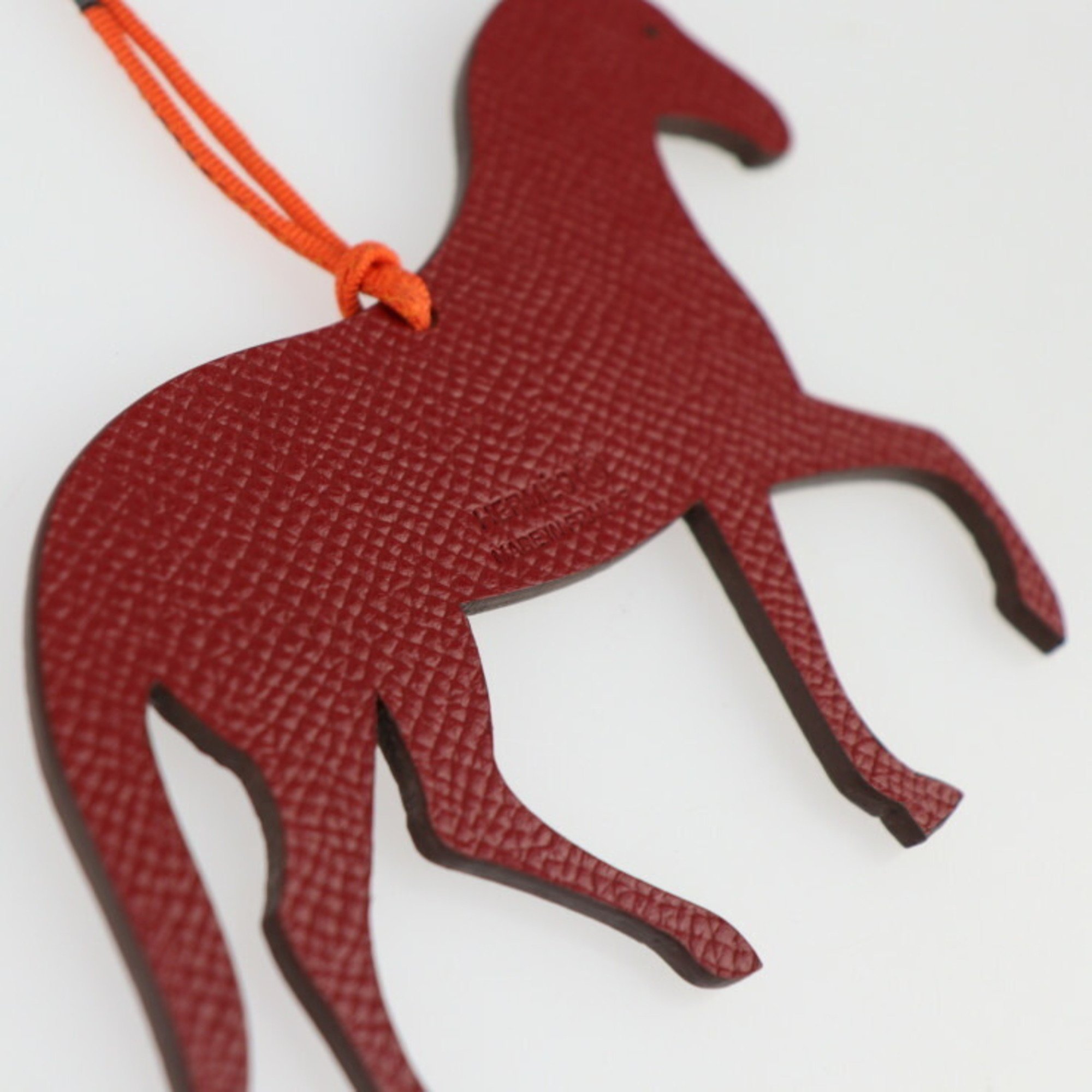 HERMES Hermes Cheval Petit H Accessories - Togo Epsom Leather Ebène Rouge GM Bag Charm Horse