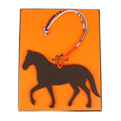 HERMES Hermes Cheval Petit H Accessories - Togo Epsom Leather Ebène Rouge GM Bag Charm Horse