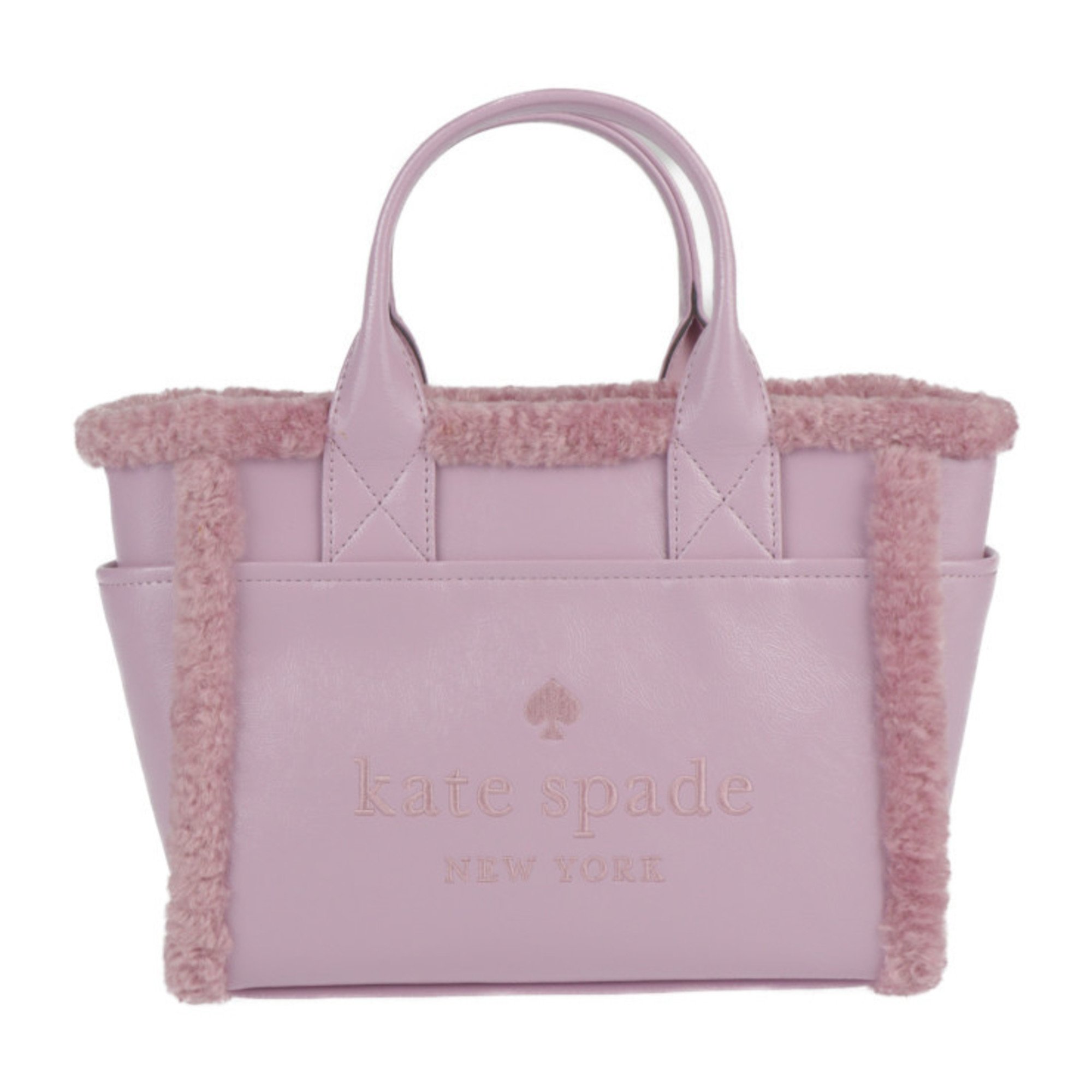 Kate Spade Jet Faux Shearling Small Tote Handbag KE516 Polyurethane Fur Pink Shoulder Bag