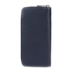 LOUIS VUITTON Louis Vuitton Zippy Wallet Vertical Epi Long M60964 Leather Blue Nuit Round