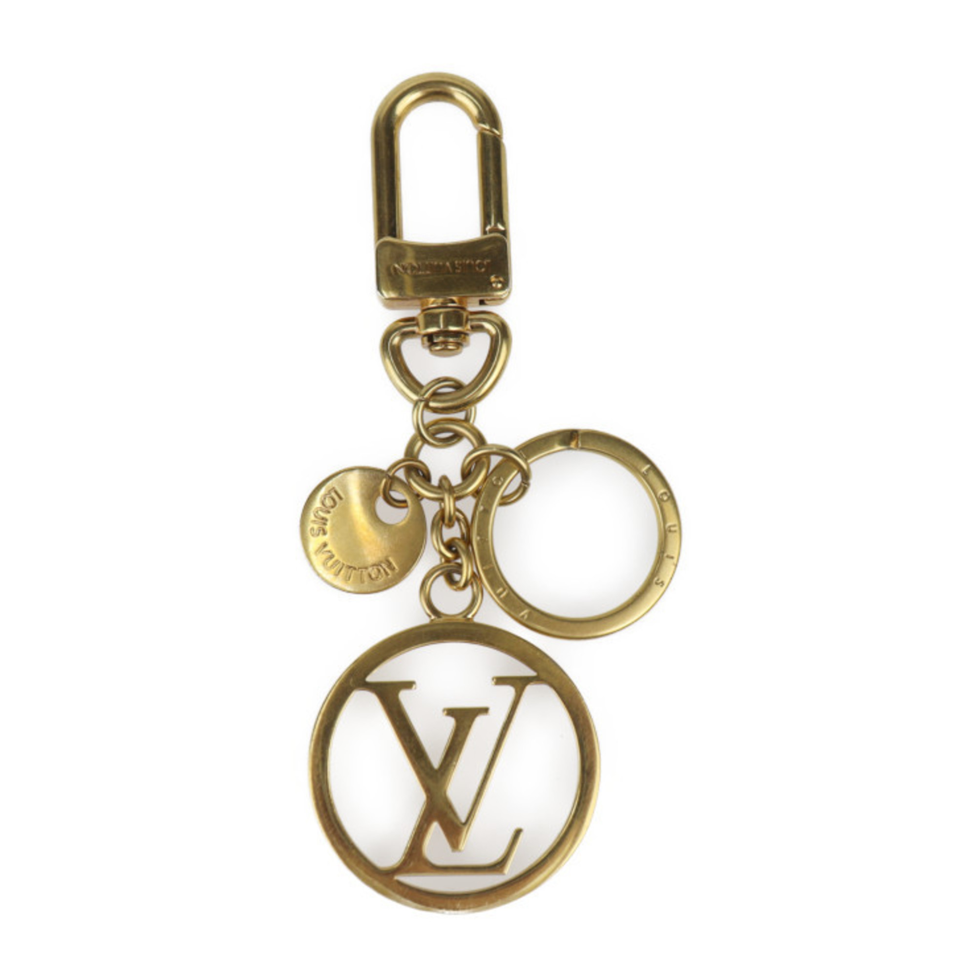 LOUIS VUITTON Louis Vuitton Bag Charm LV Circle Keychain M68000 Metal Gold Key Ring