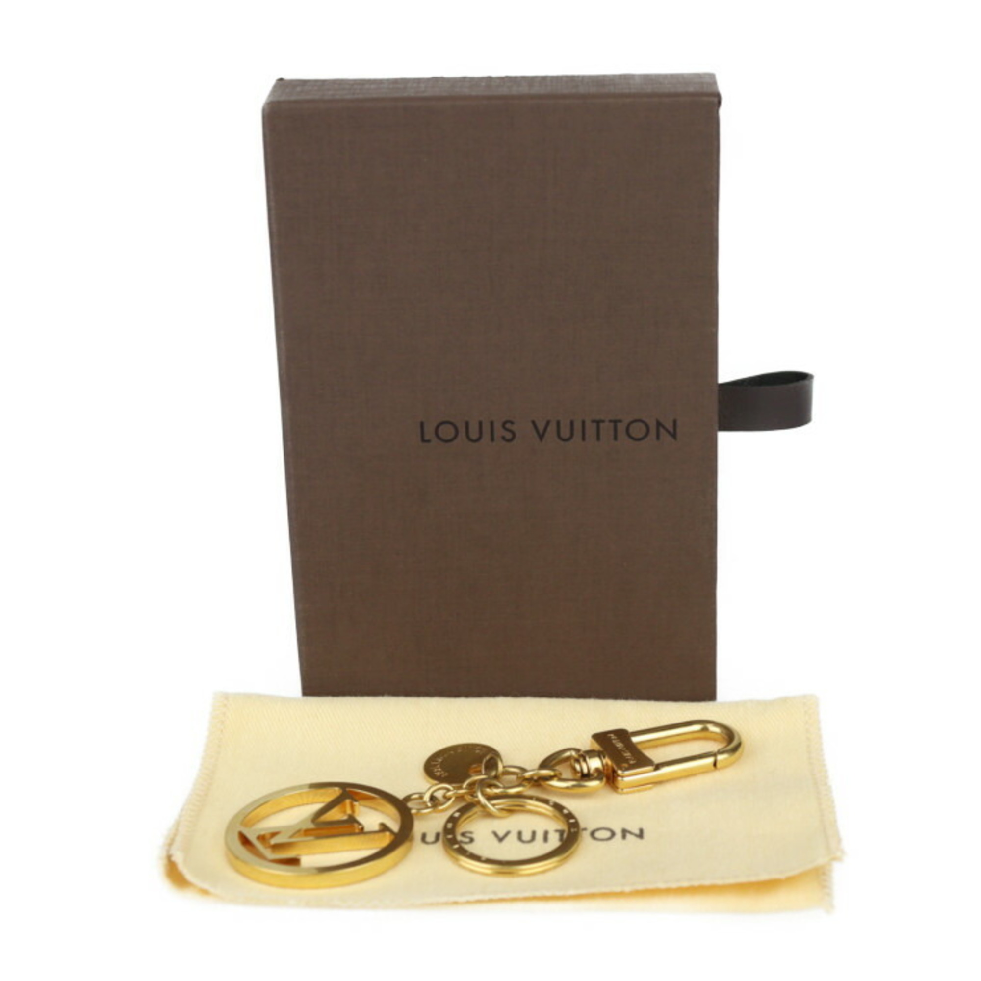 LOUIS VUITTON Louis Vuitton Bag Charm LV Circle Keychain M68000 Metal Gold Key Ring