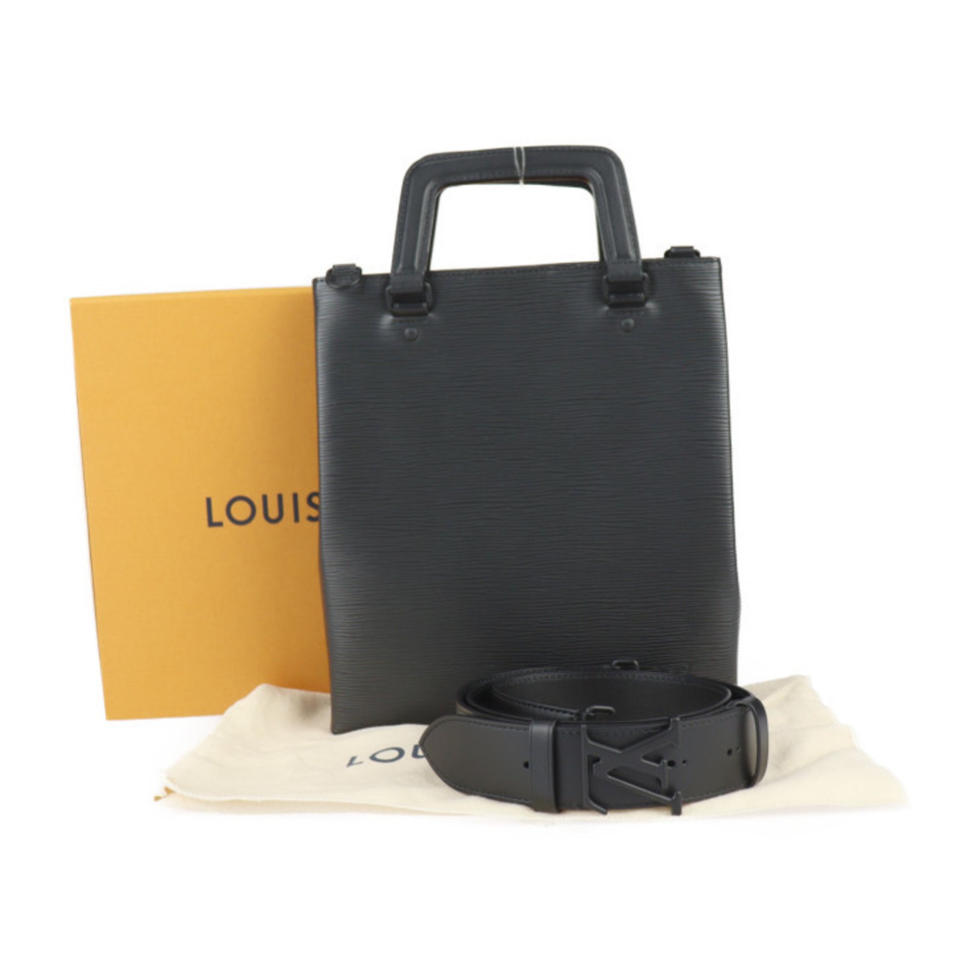 LOUIS VUITTON Louis Vuitton Sac Plat Fold Shoulder Bag Handbag M58497 Epi Leather Black Tote