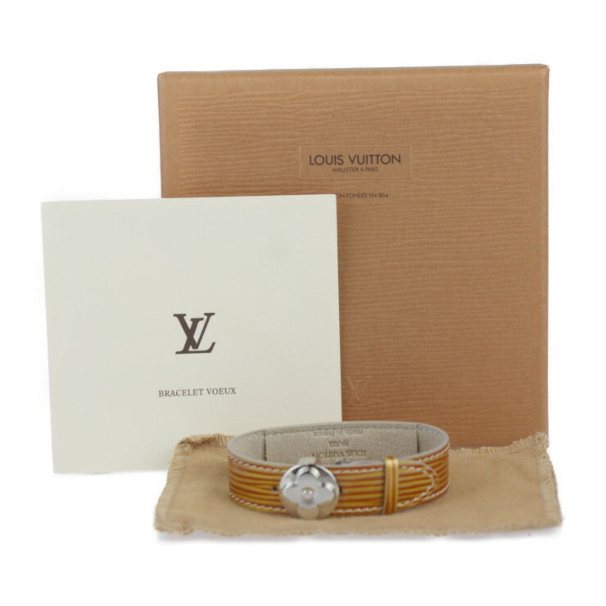 LOUIS VUITTON Louis Vuitton Good Luck Bracelet Cyber Epi M99084 Patent Leather Gold Orange