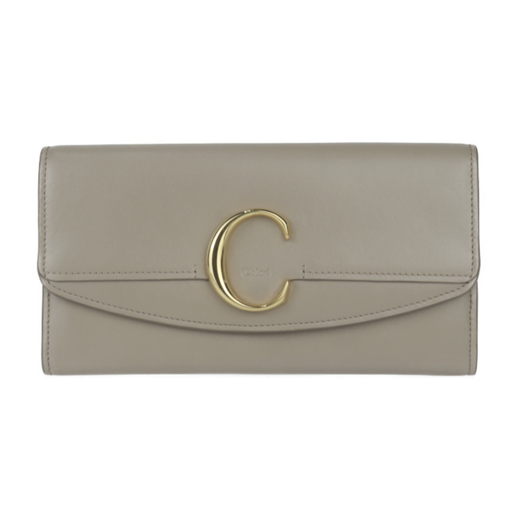 Chloé Chloe Long Wallet CHLOE C CHC19SP055A37 Leather Motty-Grey Greige Flap