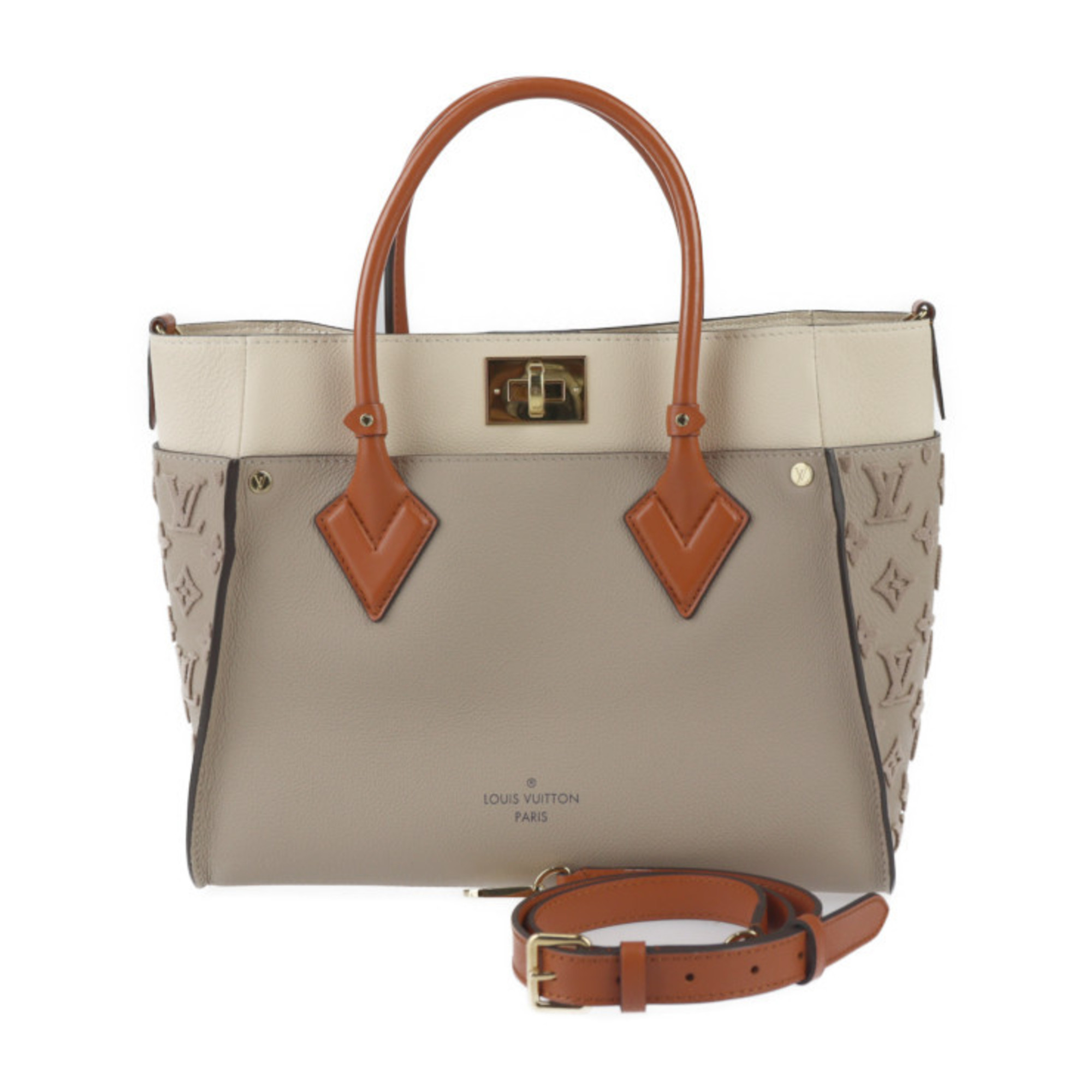 LOUIS VUITTON On My Side MM Monogram Tuftage Handbag M53825 Calf Leather Gale Tote Bag Shoulder