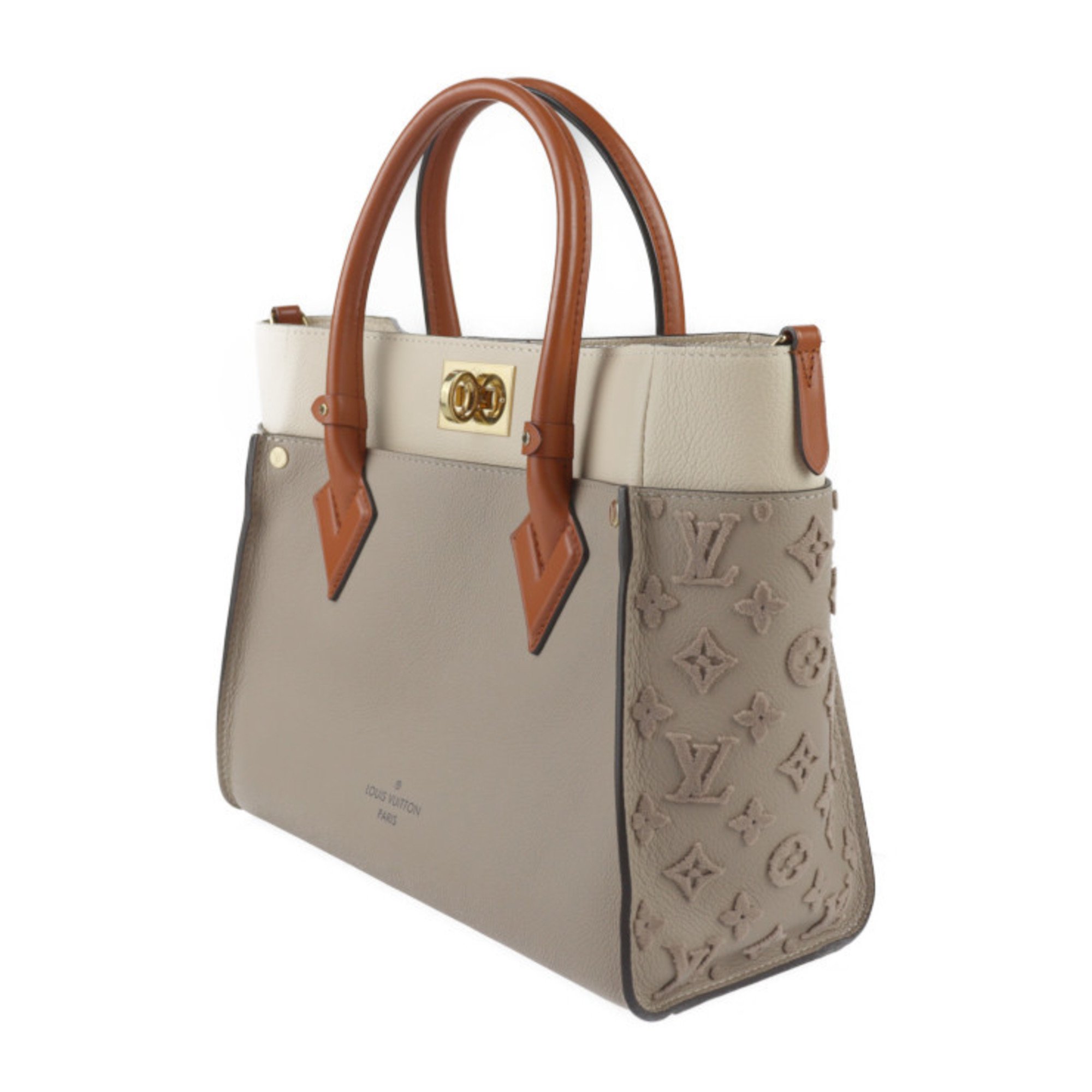 LOUIS VUITTON On My Side MM Monogram Tuftage Handbag M53825 Calf Leather Gale Tote Bag Shoulder