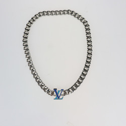 LOUIS VUITTON Louis Vuitton Collier LV Chain Necklace M00907 Metal Silver Blue