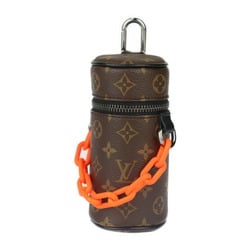 LOUIS VUITTON Louis Vuitton Monogram Barrel Pouch M00966 Leather Brown x Black Orange Key Ring Bag Charm Multi-Case