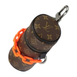 LOUIS VUITTON Louis Vuitton Monogram Barrel Pouch M00966 Leather Brown x Black Orange Key Ring Bag Charm Multi-Case