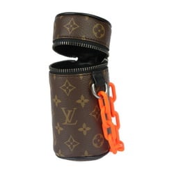 LOUIS VUITTON Louis Vuitton Monogram Barrel Pouch M00966 Leather Brown x Black Orange Key Ring Bag Charm Multi-Case