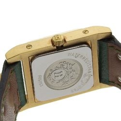 Hermes HERMES Medor watch gold plated x leather green quartz white dial ladies