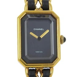 Chanel CHANEL Premiere Watch Gold Plated x Leather L Quartz Black Dial Ladies