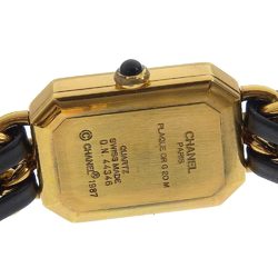 Chanel CHANEL Premiere Watch Gold Plated x Leather L Quartz Black Dial Ladies