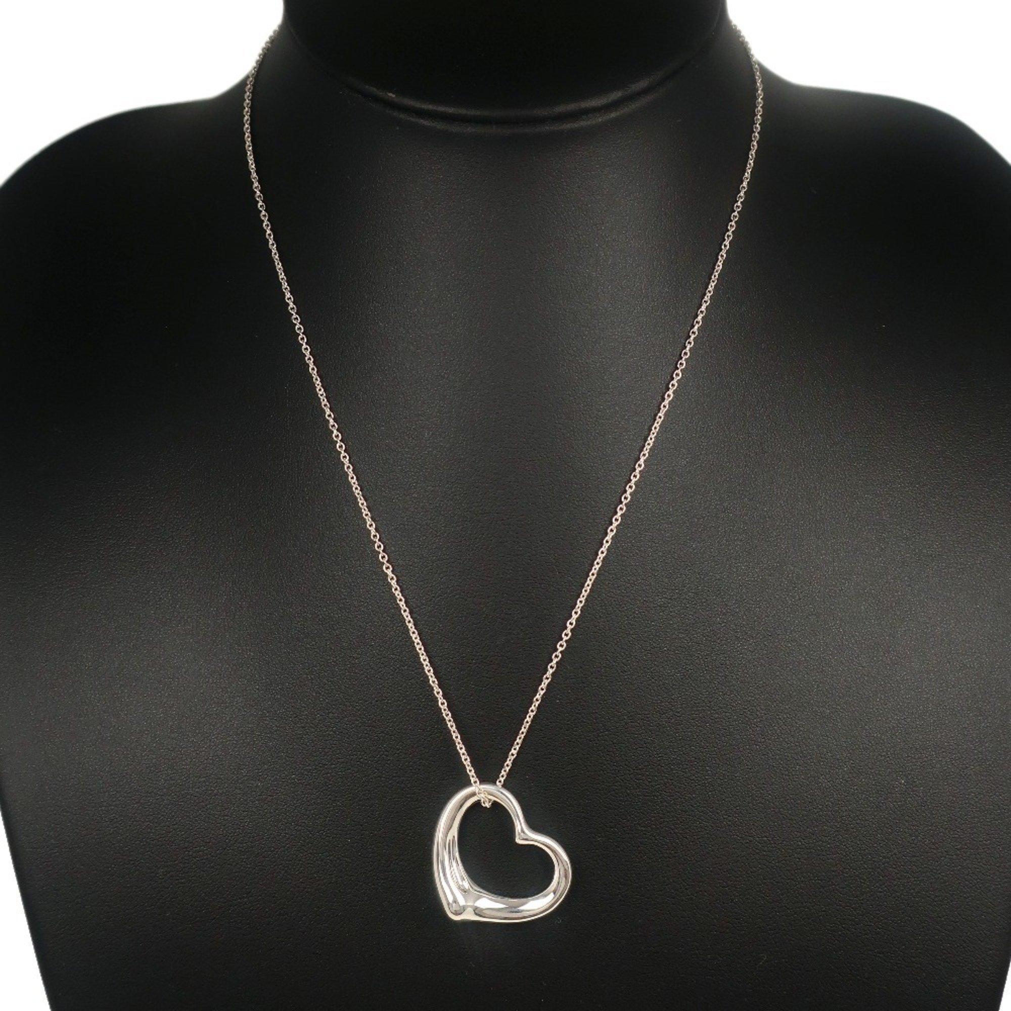 Tiffany TIFFANY&Co. Heart Medium Necklace Elsa Peretti Silver 925 Approx. 10.2g Open Women's