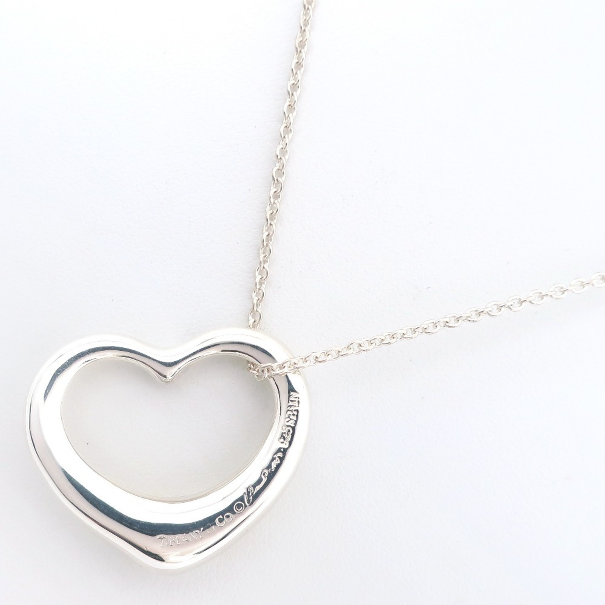 Tiffany TIFFANY&Co. Heart Medium Necklace Elsa Peretti Silver 925 Approx. 10.2g Open Women's