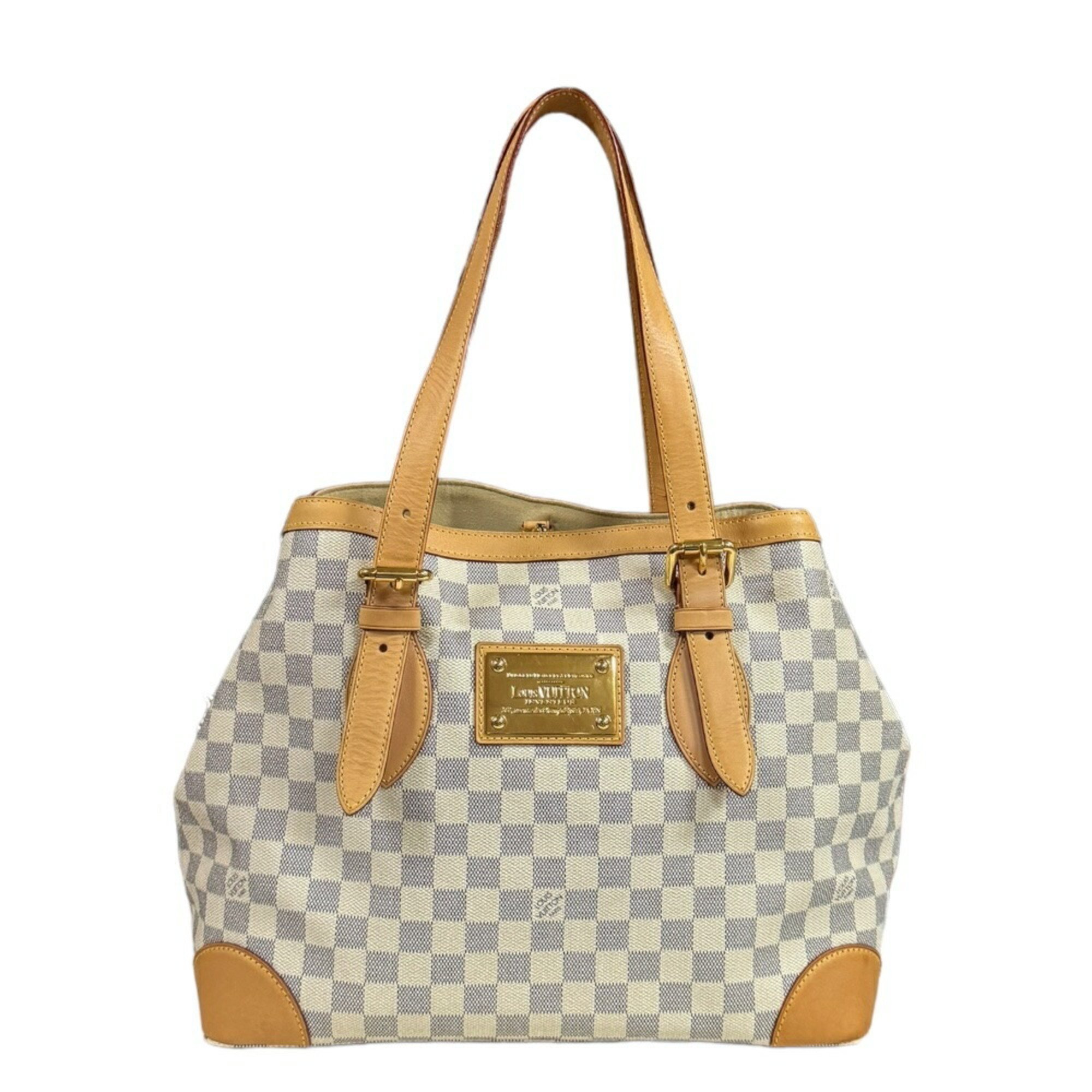 Louis Vuitton Hampstead MM Damier Azur Tote Bag Canvas N51206 White Women's LOUIS VUITTON