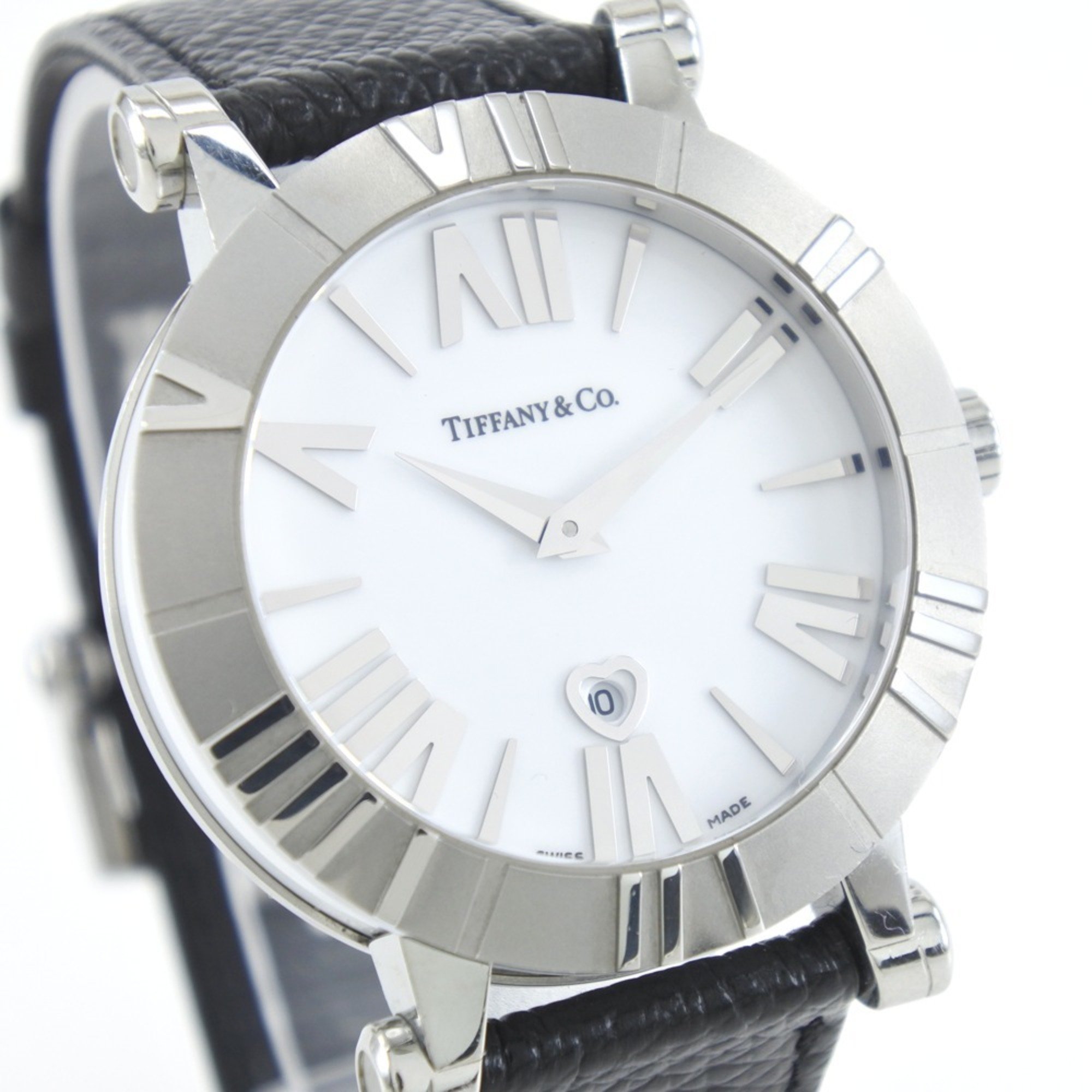 Tiffany TIFFANY&Co. Atlas Watch Z1301.11.11A201A Stainless Steel x Leather Quartz Analog Display White Dial Unisex