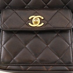 Chanel CHANEL Matelasse Backpack/Daypack Coco Mark Lambskin Brown A5 Turnlock Women's