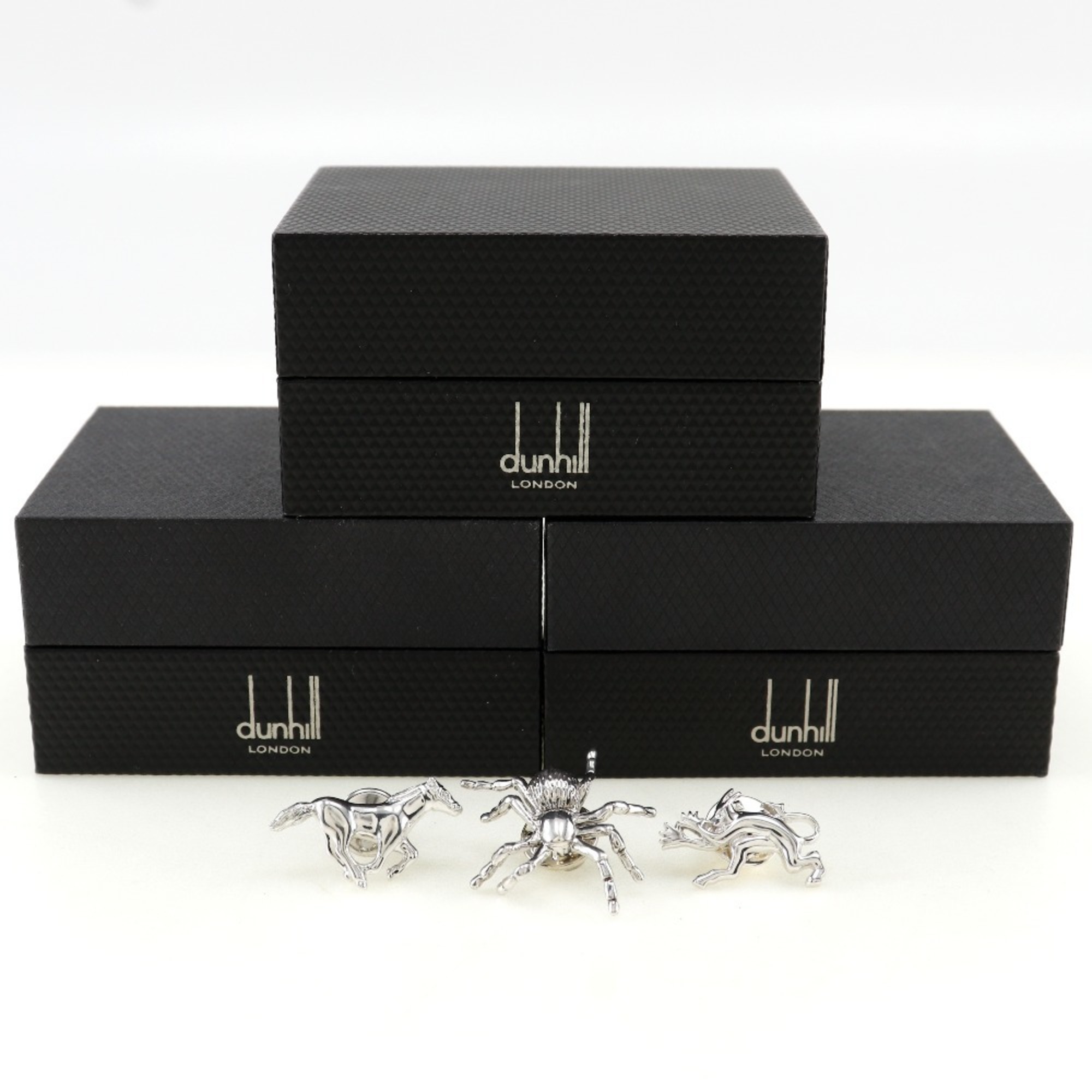 Dunhill 3-piece set tie pin horse spider devil silver Three-piece Men's