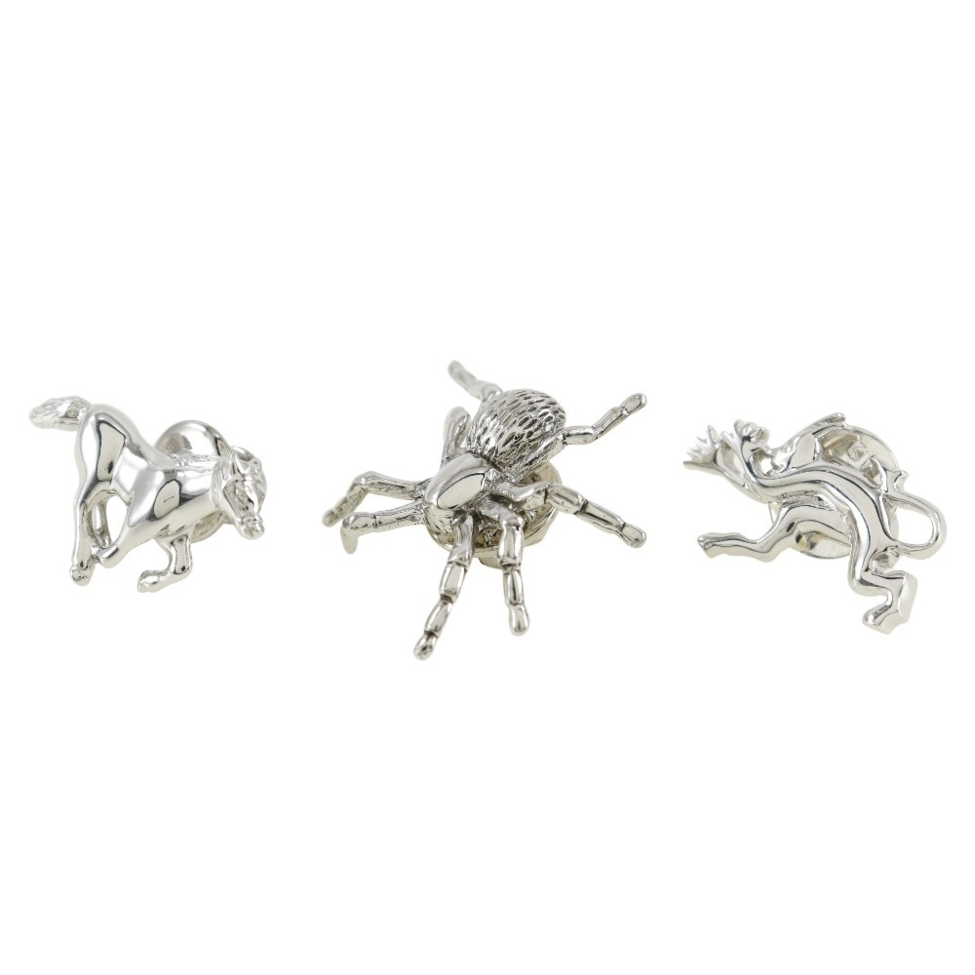 Dunhill 3-piece set tie pin horse spider devil silver Three-piece Men's