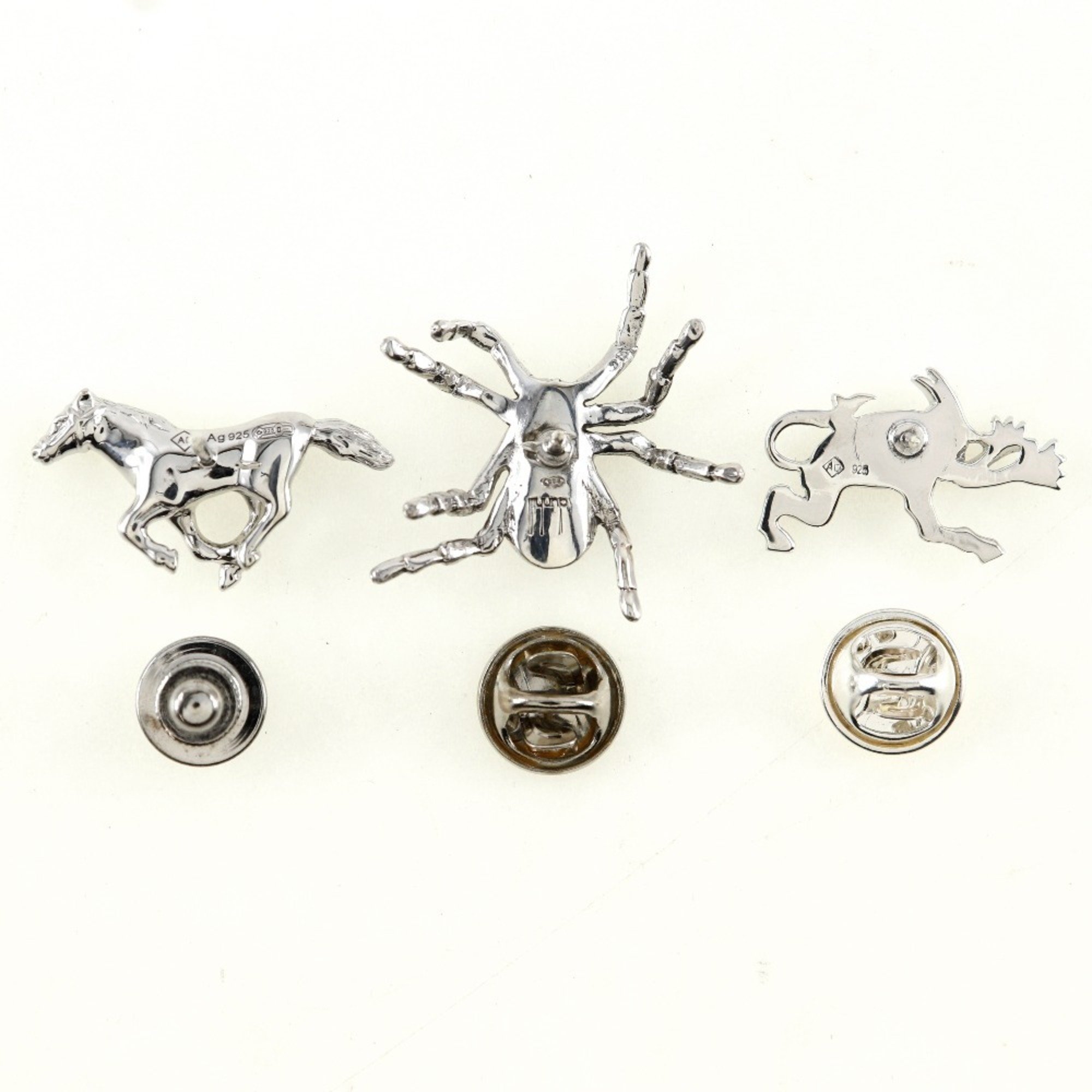 Dunhill 3-piece set tie pin horse spider devil silver Three-piece Men's