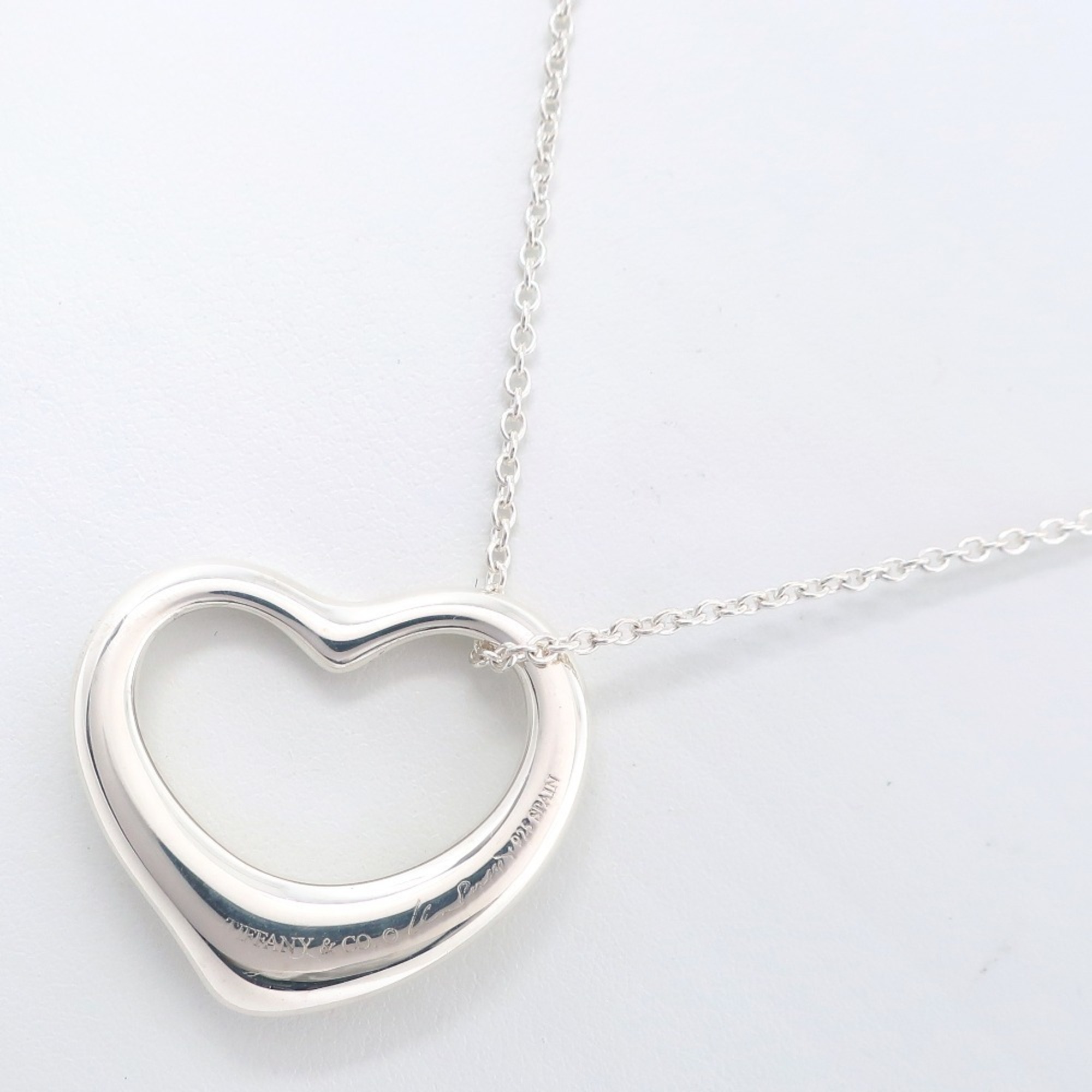 Tiffany TIFFANY&Co. Heart Medium Necklace Elsa Peretti Silver 925 Approx. 9.8g Open Women's