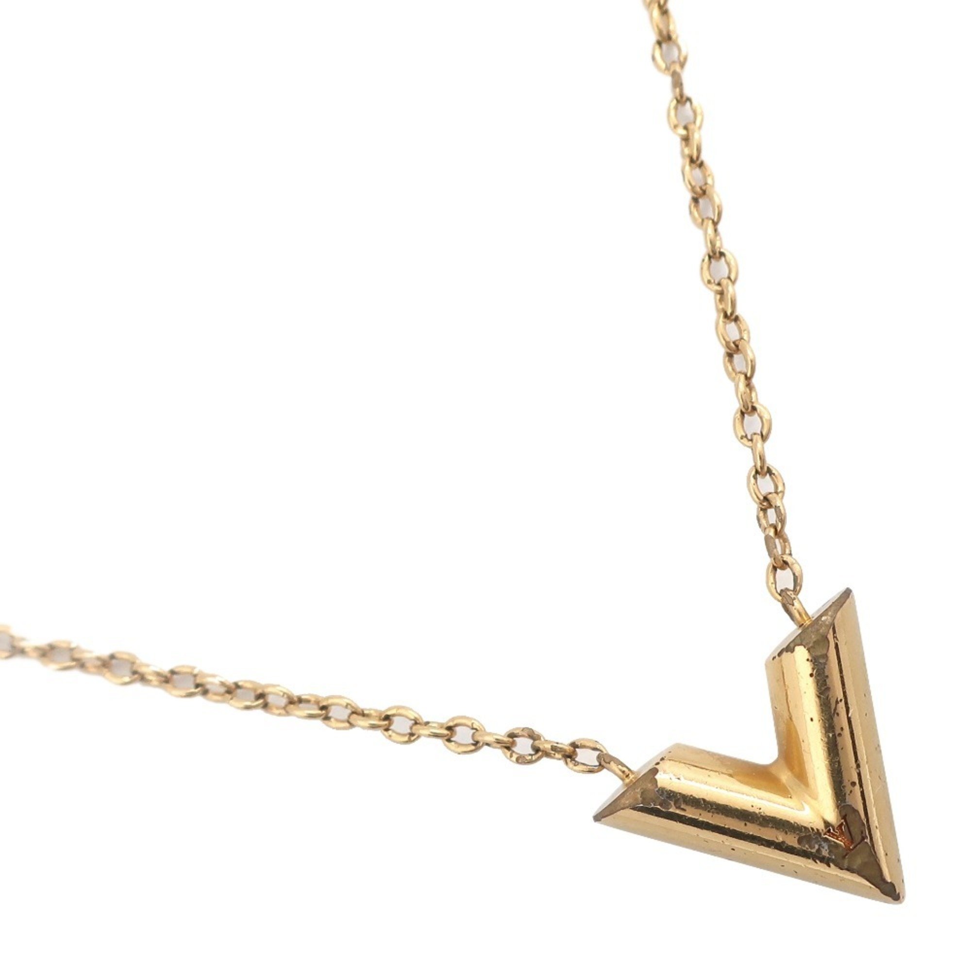 Louis Vuitton Essential V Necklace M61083 Gold Plated 2021 LE0261 Approx. 9.1g Unisex Rank