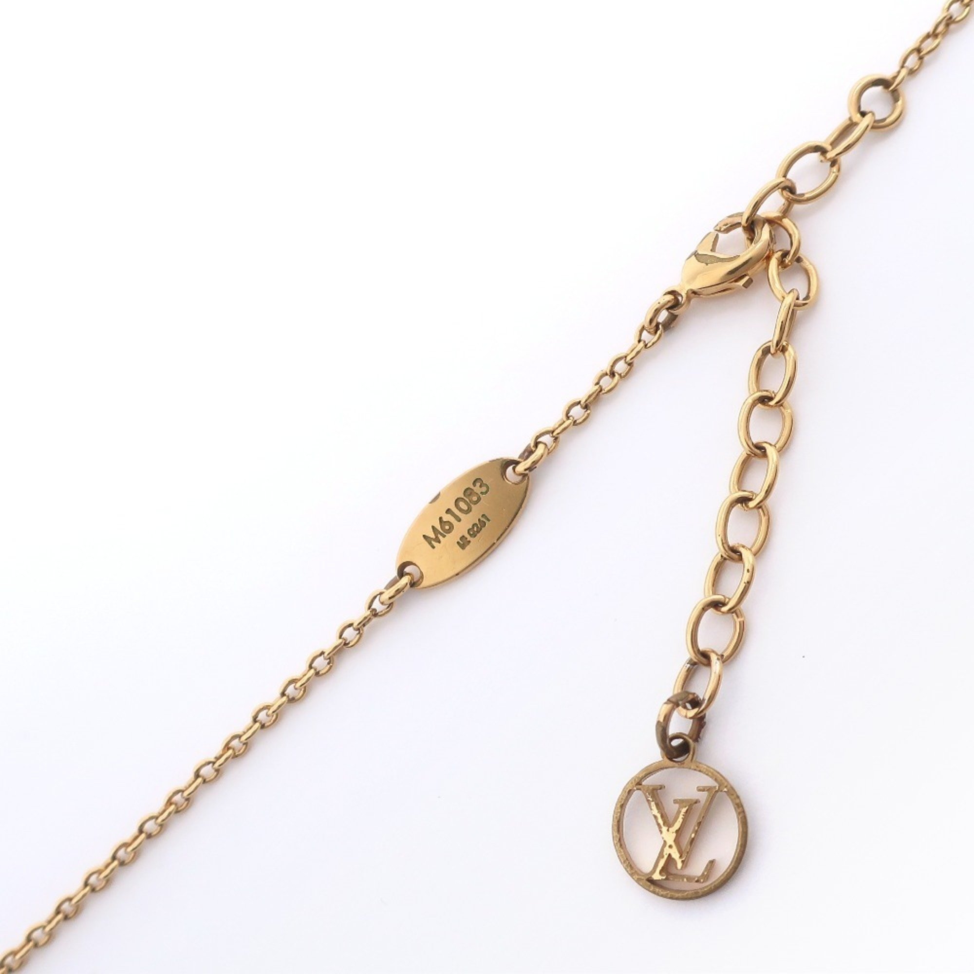 Louis Vuitton Essential V Necklace M61083 Gold Plated 2021 LE0261 Approx. 9.1g Unisex Rank