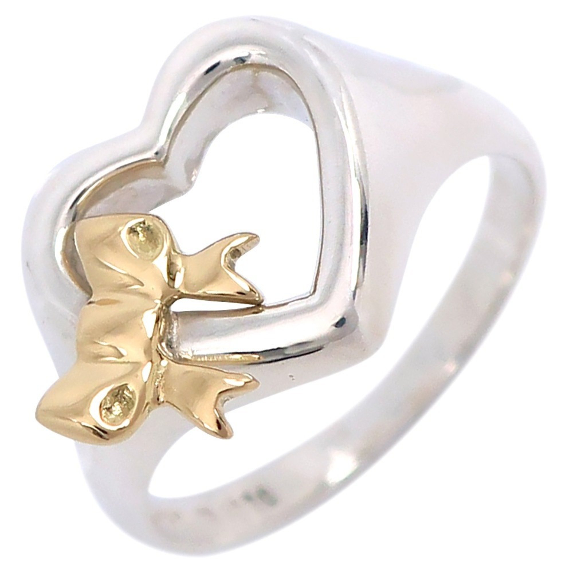 Tiffany TIFFANY&Co. Heart ribbon size 12 ring, 925 silver x 18K yellow gold, approx. 4.2g, ribbon, ladies