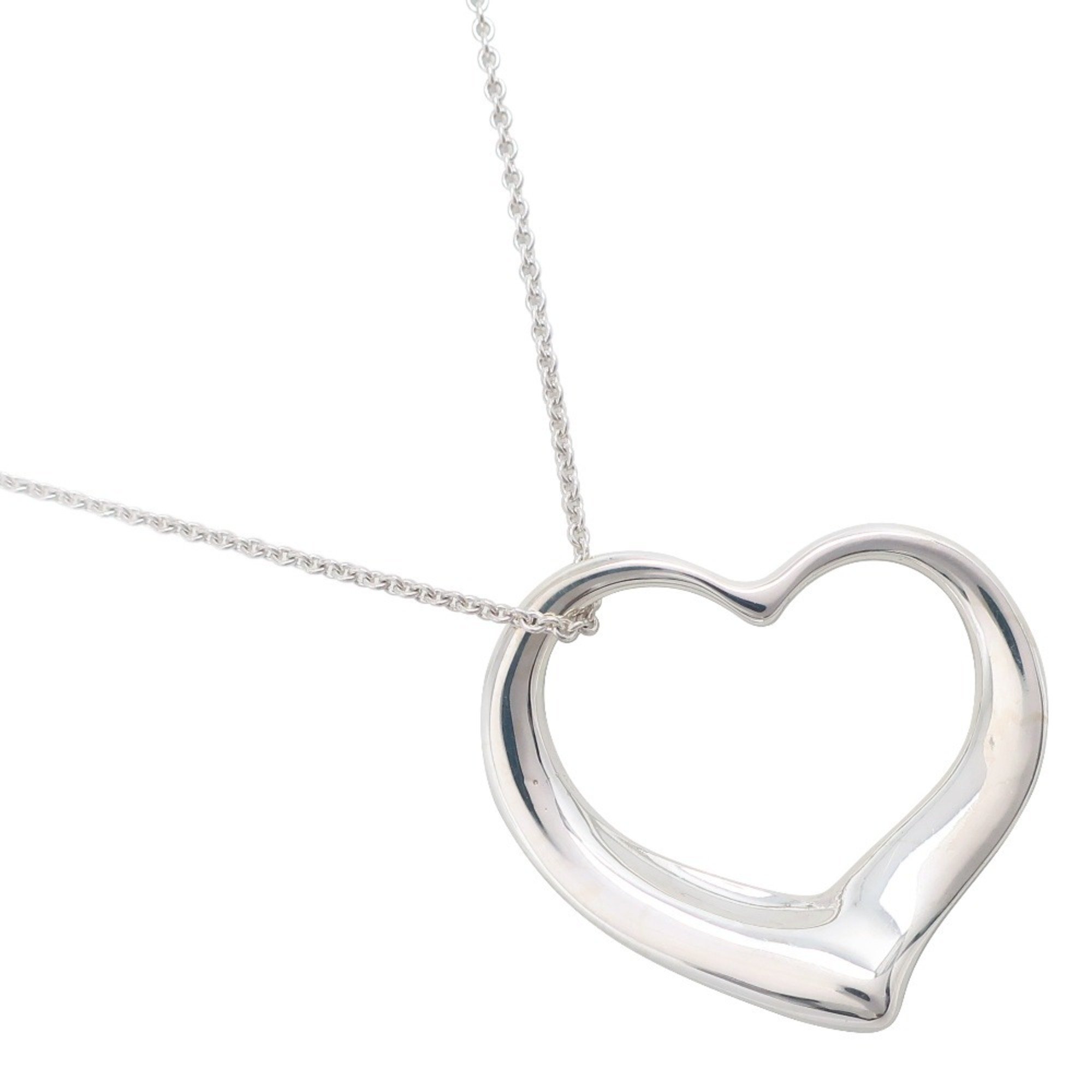 Tiffany TIFFANY&Co. Heart Large Necklace Elsa Peretti Silver 925 Approx. 14.2g Open Women's