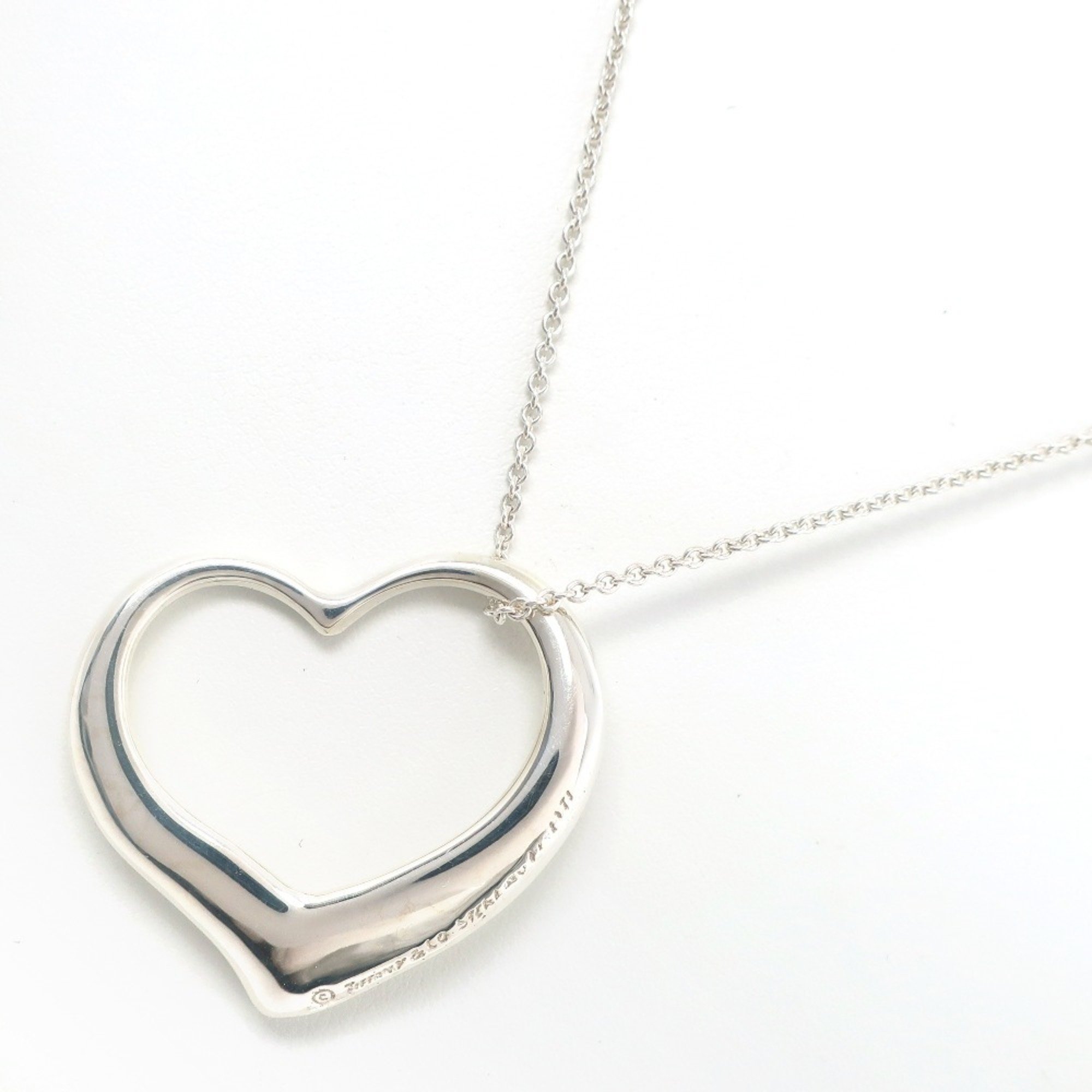 Tiffany TIFFANY&Co. Heart Large Necklace Elsa Peretti Silver 925 Approx. 14.2g Open Women's