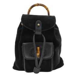 Gucci Bamboo Backpack/Daypack Backpack 003.2058.0030 Suede Black 2way A5 Flap Women's