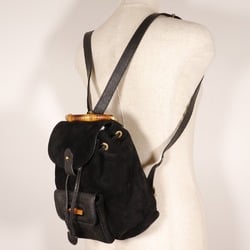 Gucci Bamboo Backpack/Daypack Backpack 003.2058.0030 Suede Black 2way A5 Flap Women's