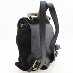 Gucci Bamboo Backpack/Daypack Backpack 003.2058.0030 Suede Black 2way A5 Flap Women's